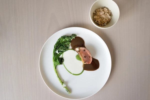 Lamb doenjang, wild garlic and haggis