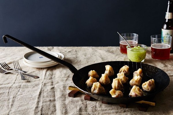 Lamb dumplings with cucumber vinegar dipping sauce