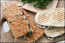 Lamb, eggplant, and feta cheese
