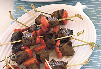 Lamb kebabs with pomegranate-cumin glaze