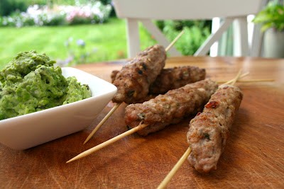 Lamb koftas with mint and pea puree