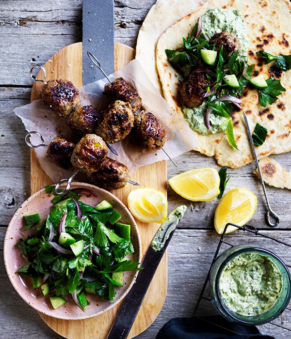 Lamb köfte with green tahini yoghurt