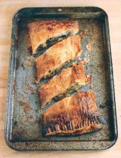 Lamb, kumara, leek and bean pie