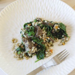 Lamb, lemon, spinach and barley stew