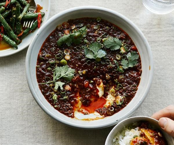 Lamb mapo tofu with green beans
