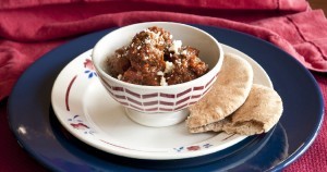 Lamb meatballs and red-wine tomato sauce with warm spices