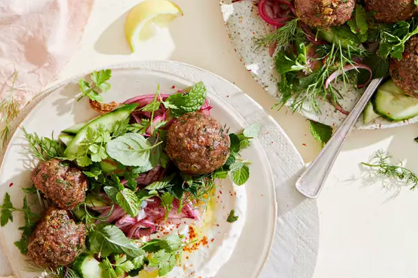 Lamb meatballs with cucumbers and herbs