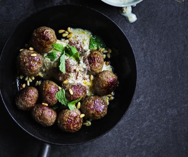 Lamb meatballs with tahini & pine-nut sauce