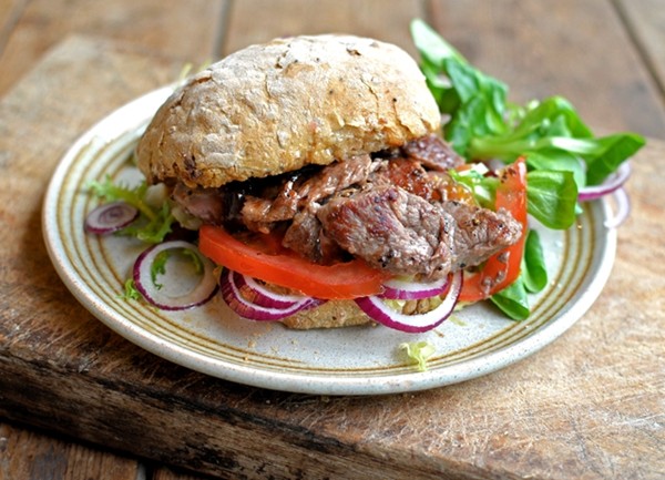 Lamb minute steak sandwiches with onion jam