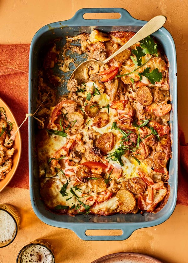 Lamb, pasta and potato hotpot (Dabba gosht)