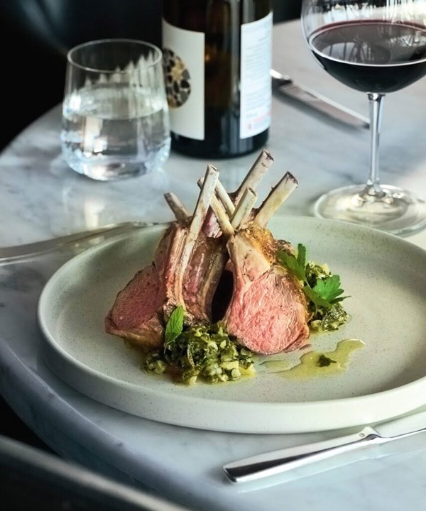 Lamb rack with mint & caper salsa verde 