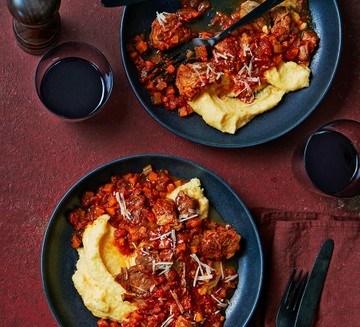 Lamb ragu with Parmesan polenta