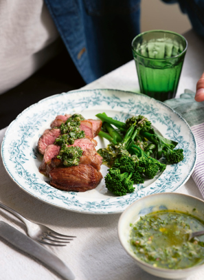 Lamb rump with rocket salsa verde