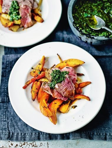 Lamb rump with salsa verde