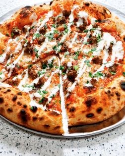 Lamb sausage pizza
