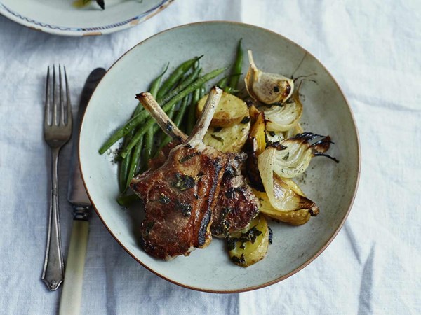 Lamb scottadito with lemon-oregano potatoes