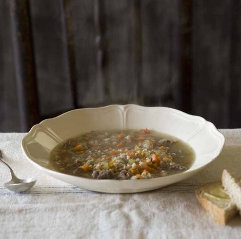 Lamb shank and pearl barley soup