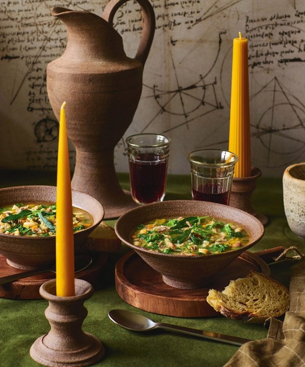 Lamb shank, bean & farro soup