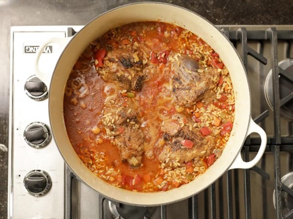 Lamb shanks and orzo