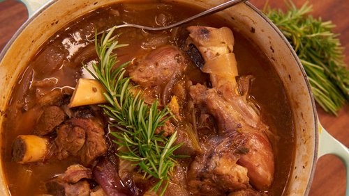 Lamb shanks braised in red ale