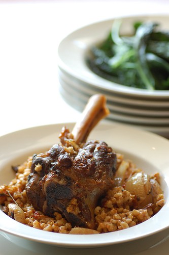 Lamb shanks with barley