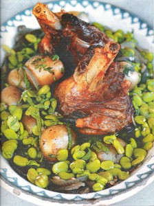 Lamb shanks with broad beans