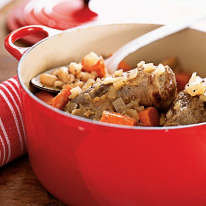 Lamb shanks with lemon and white beans