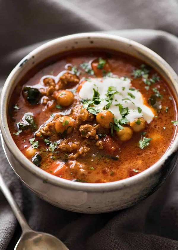Lamb shawarma chickpea soup