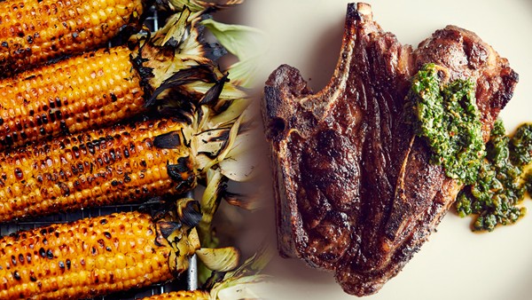 Lamb shoulder blade chops with mint-gremolata butter