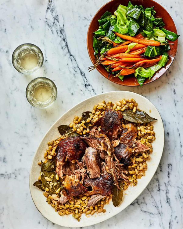 Lamb shoulder with flageolet beans