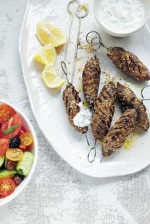 Lamb skewers with tzatziki