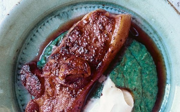 Lamb steaks, creamed cannellini