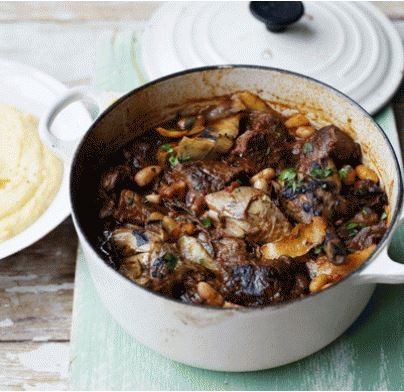 Lamb stew with artichokes & squashed tomatoes