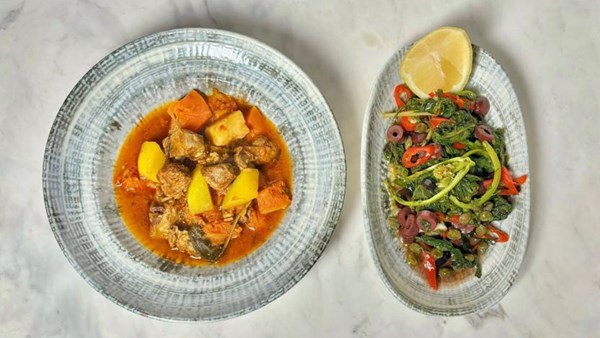 Lamb stew with butternut squash and saffron (Spezzatino d’agnello con zucca e zafferano)
