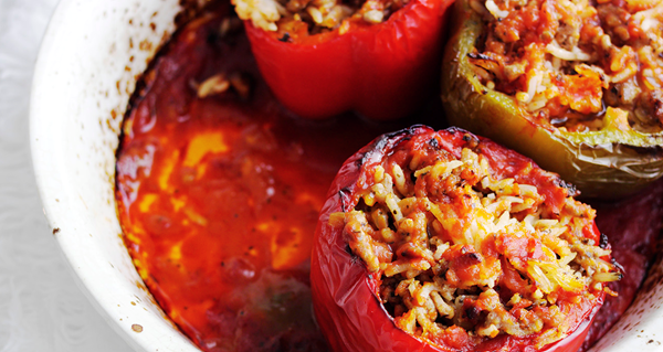 Lamb-stuffed baked peppers