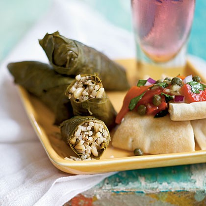 Lamb-stuffed grape leaves