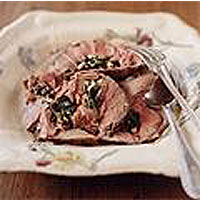 Lamb stuffed with wild greens and feta