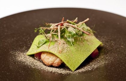 Lamb sweetbreads with shiitake and peas