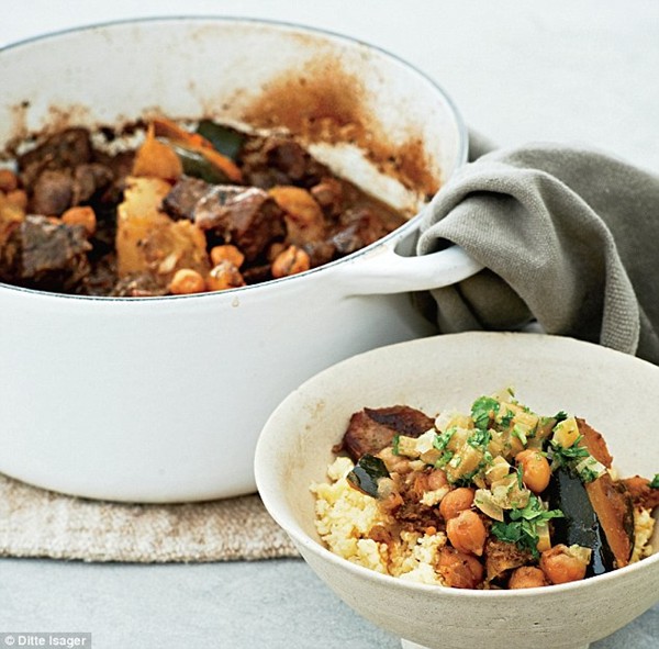 Lamb tagine with squash and chickpeas