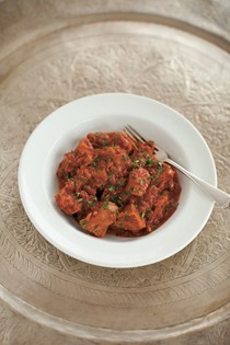 Lamb tongue and tomato stew