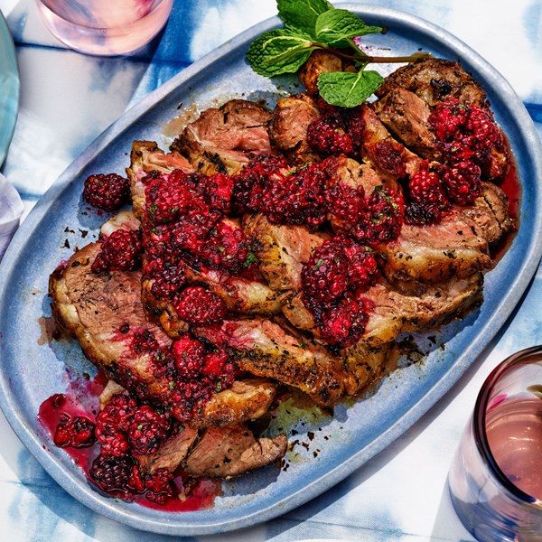 Lamb with blackberry-mint sauce