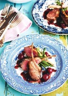 Lamb with cherry and rum sauce