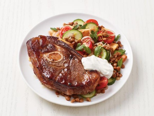 Lamb with lentil salad
