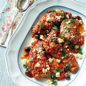 Lamb with olives and Caerphilly