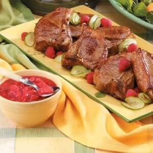 Lamb with raspberry sauce