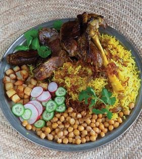 Lamb with rice, potato, onion + turmeric (Goboli pilau-ye Bandar-e Lengeh)