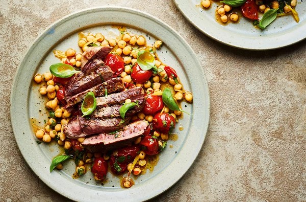Lamb with roasted tomato & lemon chickpeas 