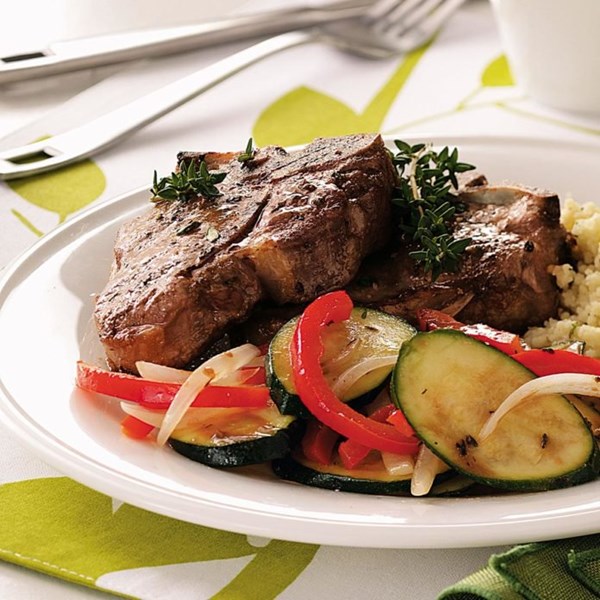 Lamb with sauteed veggies