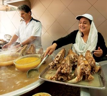 Lamb’s head, feet + tripe soup (Kaleh pacheh-o sirab shirdun)