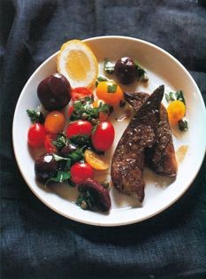 Lamb’s liver with tomatoes, beetroot & parsley